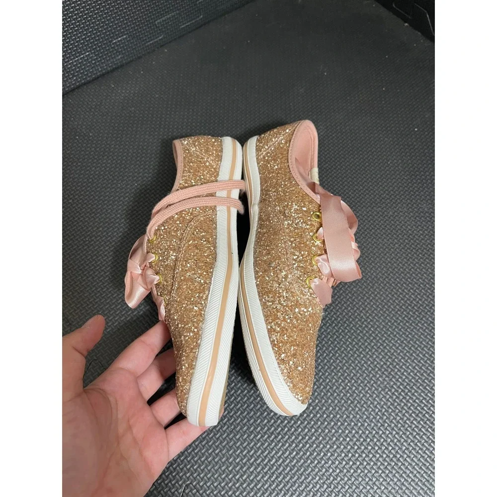 KEDS x KATE SPADE TRIPLE KICK GLITTER ROSE GOLD SNEAKERS US SIZE 6 Sparkle Shoes